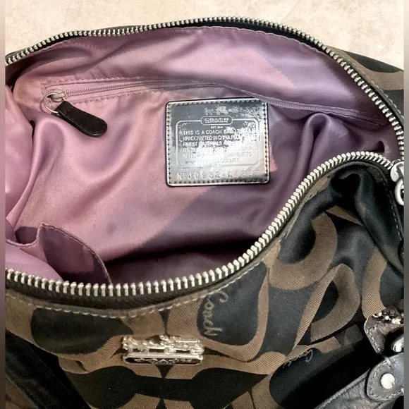 Coach Madison Op Art Satin Hailey Brown Shoulder Bag 14337 - Picture 7 of 7